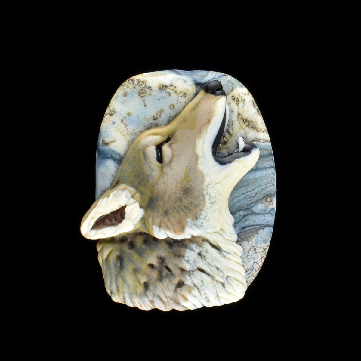 Image of XL. Yipping Coyote - Flamework Glass Sculpture Bead