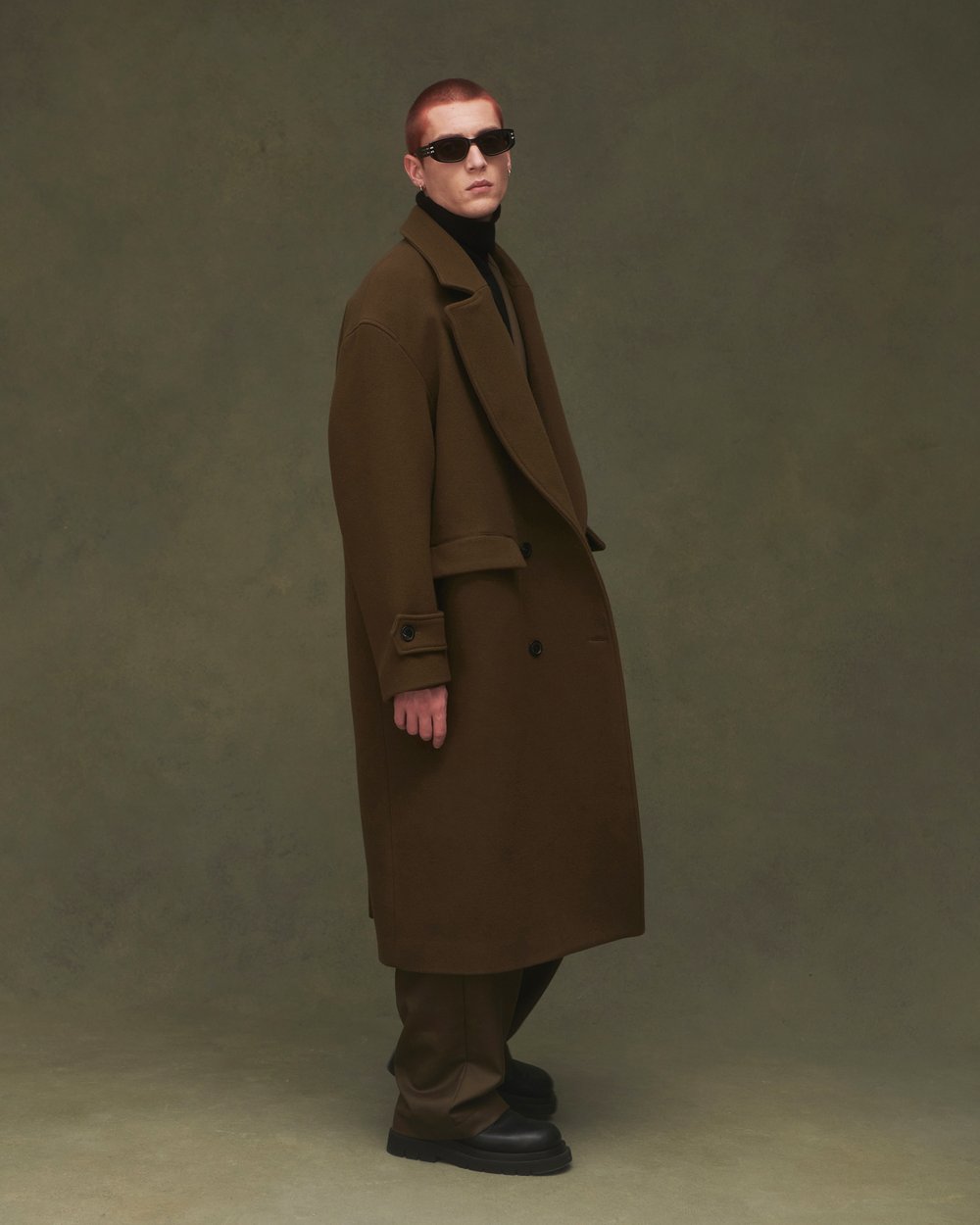 Image of Brown Wool Cashmere Double-Breasted Coat