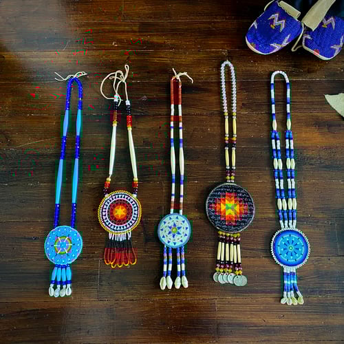 Rain Beaded Medallion Necklace