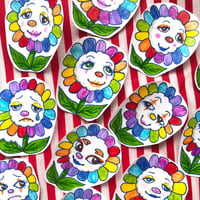 Image 2 of Hand Drawn Clown Flower Stickers
