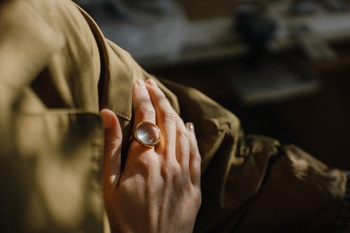 Image of "Sun touching water..." gold plated silver ring with rock crystal  · SOL CONTRECTANS...  ·