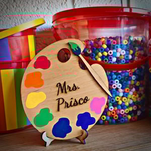 Image of Personalized Paint Palette Sign for Art Teacher
