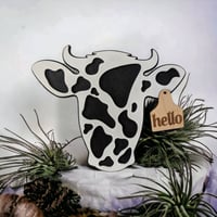 Image 1 of Handcrafted Wooden Cow Head Welcome Sign