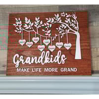 Image 1 of Grandkids Make Life More Grand Wooden Wall Sign, Gifts for Grandparents