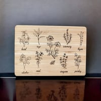 Image 1 of Engraved Bamboo Herb Mini Cutting Board