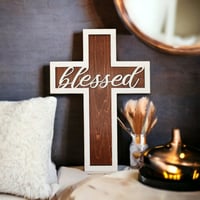 Image 1 of Rustic Handcrafted “Blessed” Cross