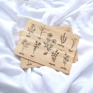 Image of Engraved Bamboo Herb Mini Cutting Board