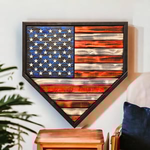 Image of American Flag Wooden Baseball Home Plate