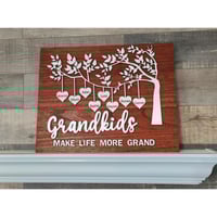 Image 2 of Grandkids Make Life More Grand Wooden Wall Sign, Gifts for Grandparents