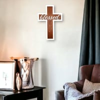 Image 2 of Rustic Handcrafted “Blessed” Cross