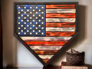 Image of American Flag Wooden Baseball Home Plate