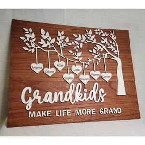 Image of Grandkids Make Life More Grand Wooden Wall Sign, Gifts for Grandparents