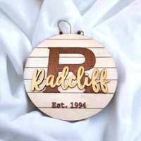 Image 1 of Personalized Laser Cut Family Monogram Door Sign with Est. Date