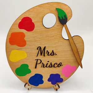 Image of Personalized Paint Palette Sign for Art Teacher