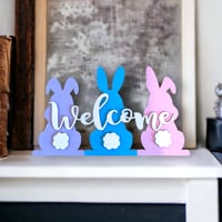 Image 4 of Pastel Colored Hanging Bunny Door Sign for Spring and Easter