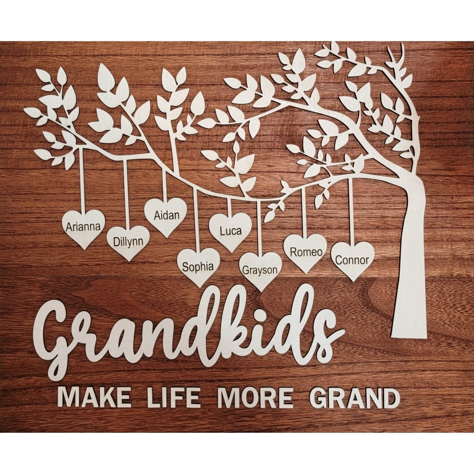 Grandkids Make Life More Grand Wooden Wall Sign, Gifts for
