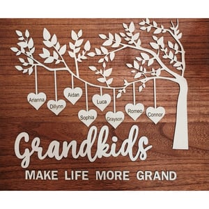 Image of Grandkids Make Life More Grand Wooden Wall Sign, Gifts for Grandparents