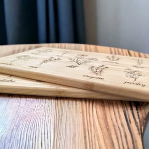 Image of Engraved Bamboo Herb Mini Cutting Board
