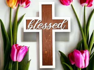 Image of Rustic Handcrafted “Blessed” Cross