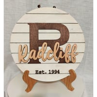 Image 4 of Personalized Laser Cut Family Monogram Door Sign with Est. Date