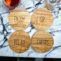 Image 1 of Sweet and Salty Wooden Coaster Set (Double Sided)