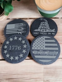 Image 1 of Patriotic Slate Coaster Set (set of 4)