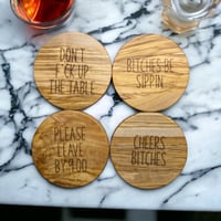 Image 2 of Sweet and Salty Wooden Coaster Set (Double Sided)