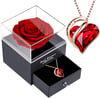 Preserved Real Rose Box with Austrian Crystal Necklace