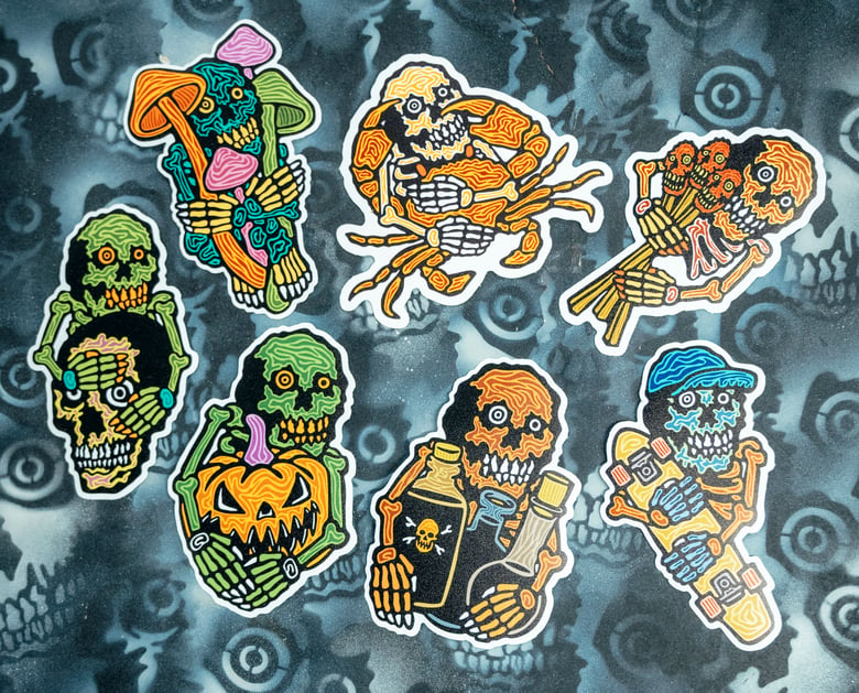 Image of Skeletons holding shit sticker pack