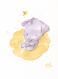 Golden Lullabies: Baby Elephant 5x7" Print