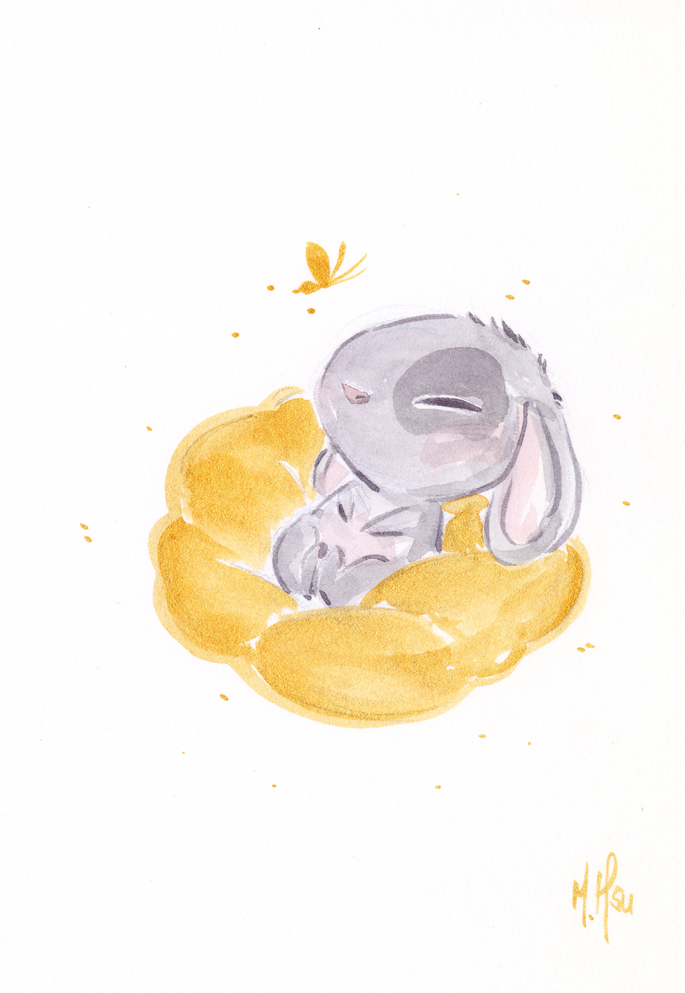 Golden Lullabies: Baby Bunny 5x7" Print