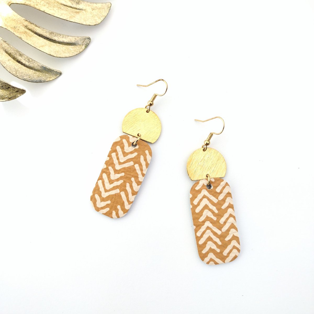 Vanna Chevron Leather Earrings Spoon & Theory Handmade