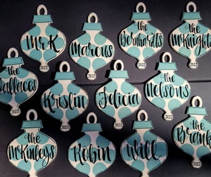 Image of Slate blue polka dot ornament