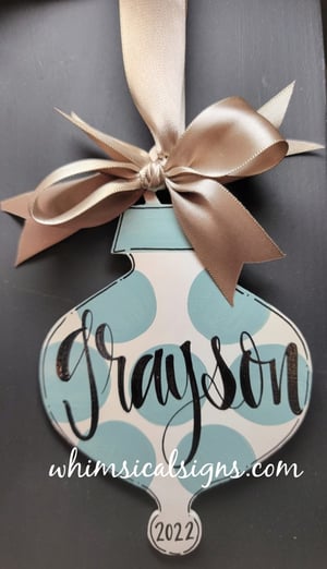 Image of Slate blue polka dot ornament