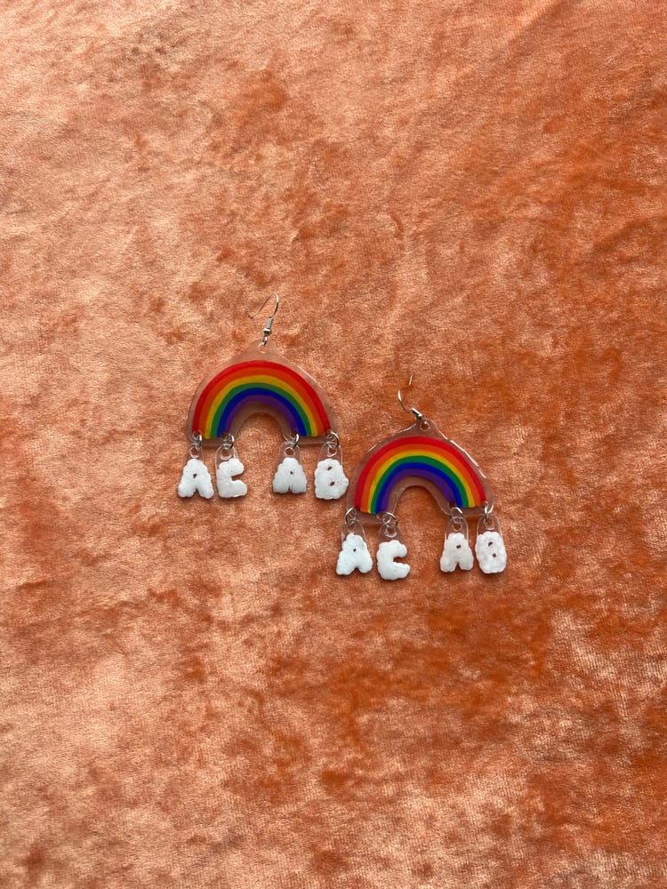 Image of ACAB Pride Rainbow Earrings / Queer Earrings / Gay Pride Earrings