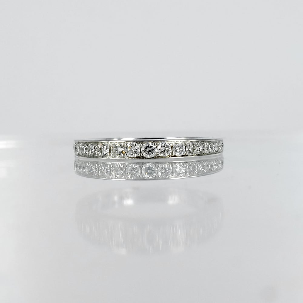 Image of 18ct white gold diamond set wedding band. PJ5700