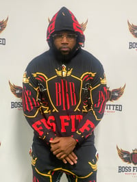 Image 5 of BOSSFITTED Original Black Red and Gold AOP  Unisex Hoodie