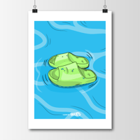 Image 1 of Sneaker Poster Adidas Yeezy Slides “Glow Green” Hypebeast Print