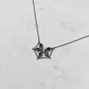 Chain Halo Crest Necklace - Oxidized Silver