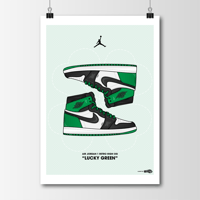 Image 1 of Sneaker Poster Air Jordan 1 “Lucky Green” (Black Toe) 2023 Hypebeast Print