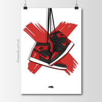 Image 1 of Sneaker Poster Air Jordan 1 “Bred” aka BANNED Hypebeast Print.