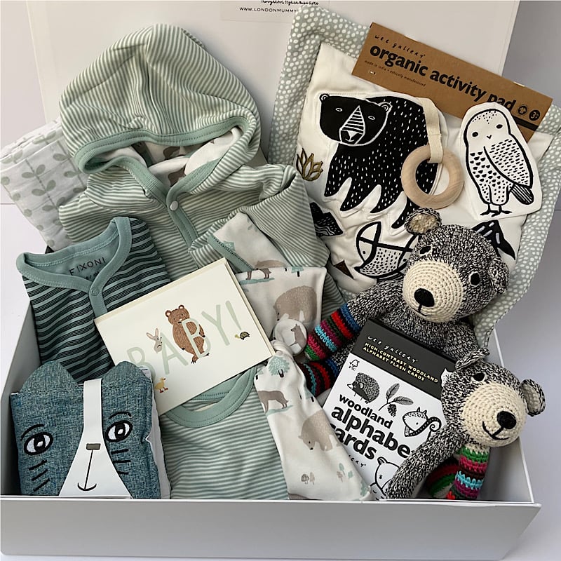 Deluxe Woodland Bear Baby Gift Box London Mummy Stylish, luxury