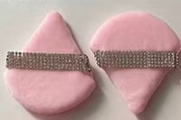 Image 2 of Pink powder puff with bling set of 2