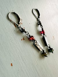 Image 6 of garnet and tourmaline courage charm earrings