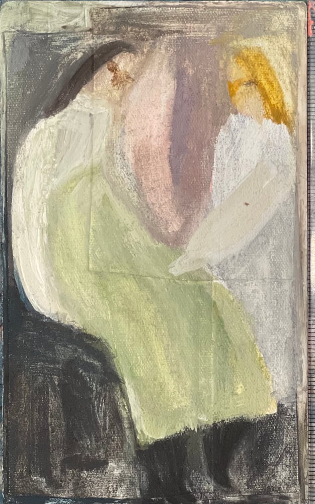 Image of Pisák Krisztina: Anya és lánya (anya zöld ruhában, lánya kékben)