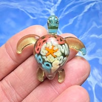 Image 1 of "UNDER THE SEA" CORAL REEF IMPLOSION SEA TURTLE PENDANT SMALL 8