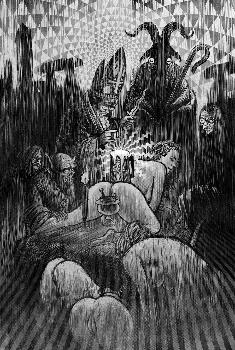 Image of Walpurgisnacht Print - Witches Sabbath featuring Peter H. Gilmore by Andy Howl