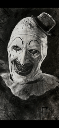 Image 2 of Art the clown original charcoal drawing