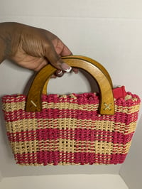 Image 1 of Pink Straw Bag