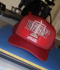 Image 1 of DIFFERENT ⚖️  TRUCKER HATS  BURGUNDY & BROWN 